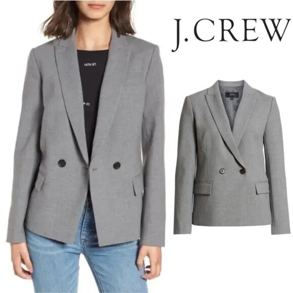 J. Crew Dover Blazer 12 Heather Graphite Gray Double Breasted One Button $198 - Picture 1 of 16